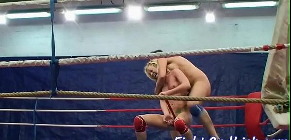  Busty lesbians wrestling and pussylicking